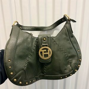Tommy Hilfiger Olive Hobo Bag with Gold Accents